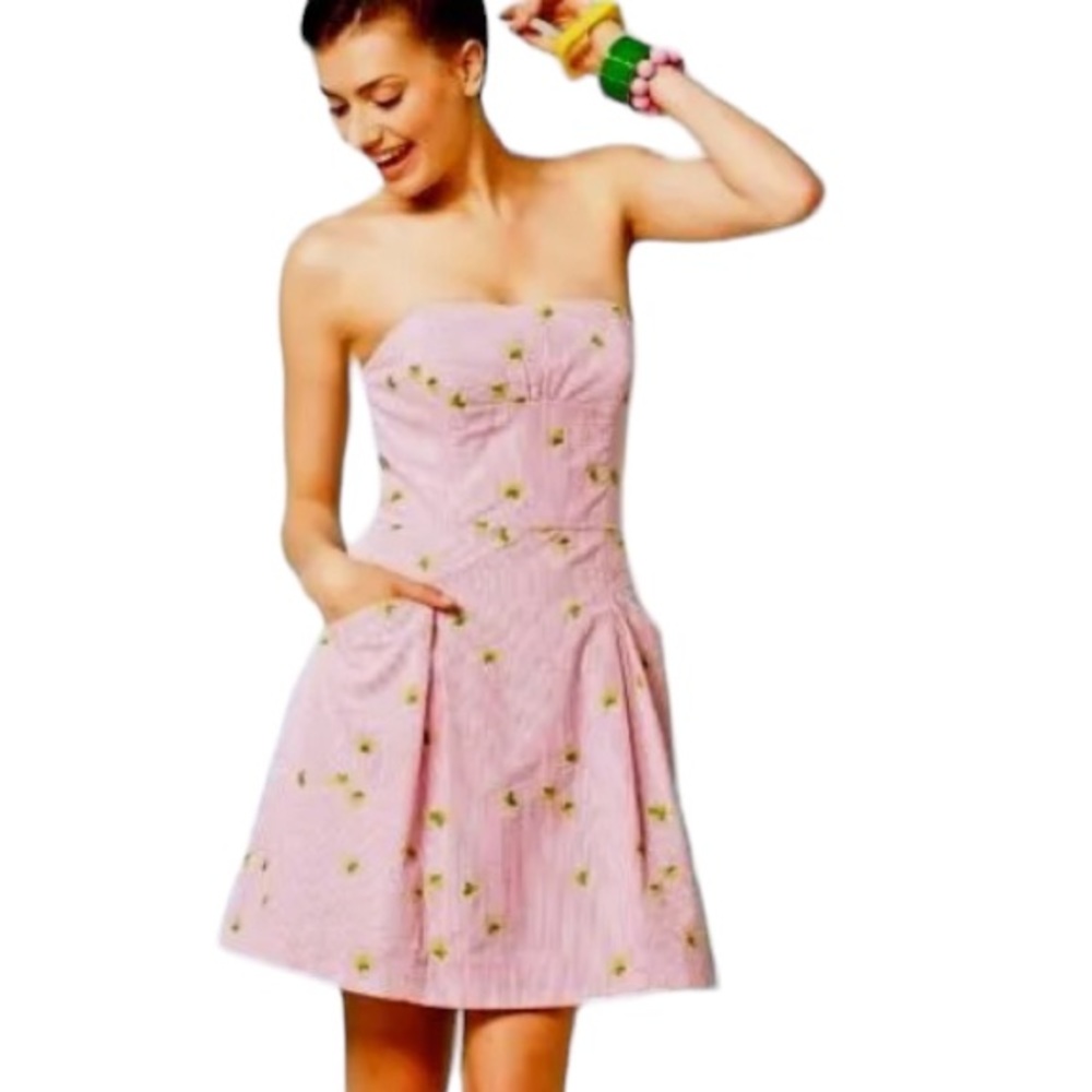 Lilly Pulitzer Pink  Floral Sundress with green straps-not shown